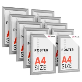 10x-ramka-plakatowa-a4-owz-srebrna-rama-zatrzaskowa-zestaw