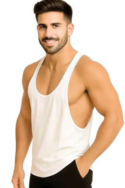 KOSZULKA TANK-TOP MĘSKI NA RAMIĄCZKACH WYCIĘTY SIŁOWNIĘ SPORT BOKSERKA L