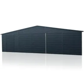 garaz-blaszany-8x5-premium-dwuspadowy-blaszak-grafit-2-bramy-montaz-gratis