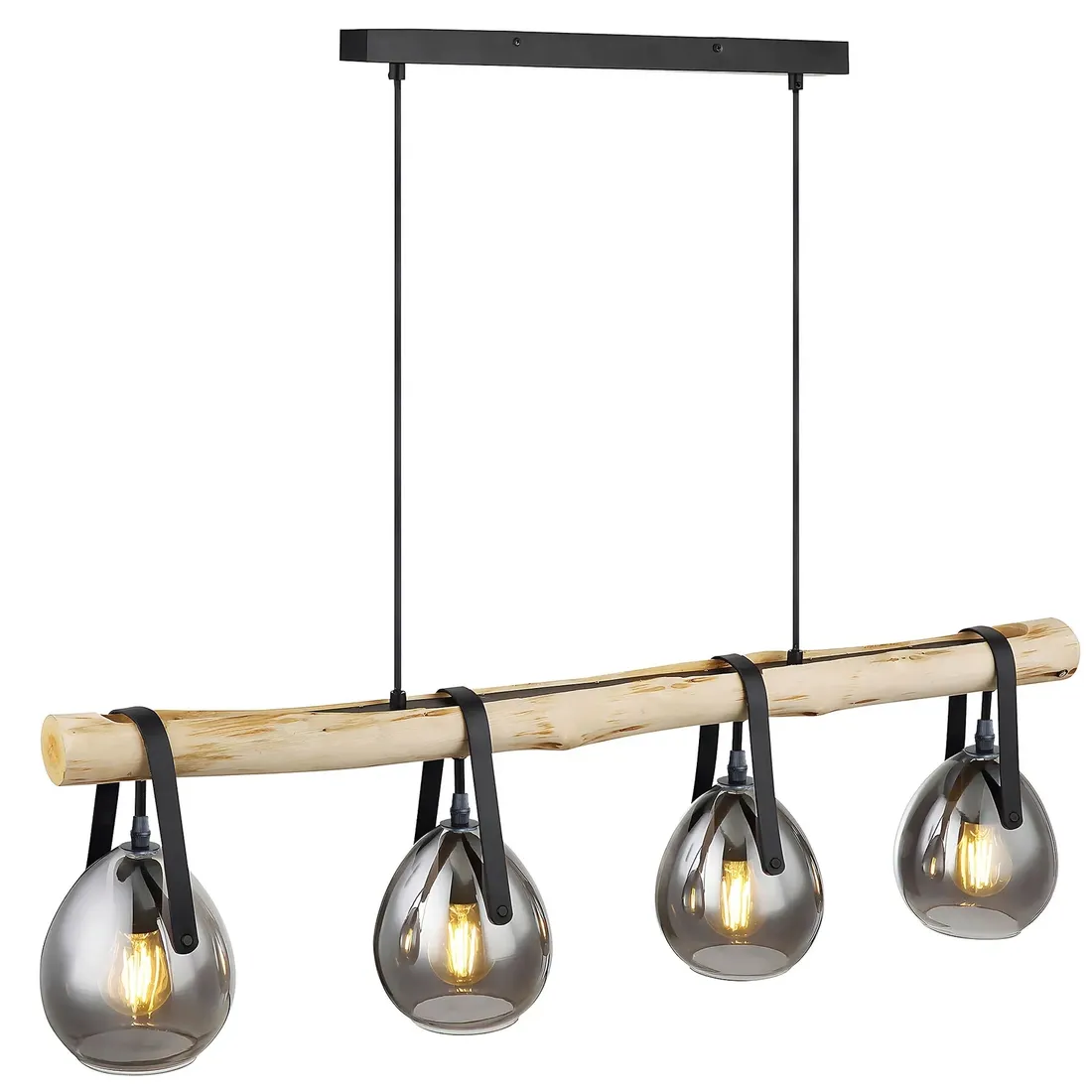 lampa-sufitowa-wiszaca-4-punktowa-przyciemniane-szklo-drewno-e27-stan-nowy