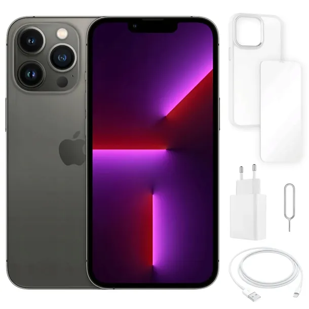 SMARTFON IPHONE 13 PRO MAX 256GB - NOWA BATERIA 100% - SZARY - KLASA A+