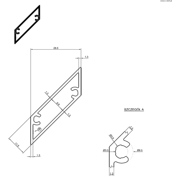 profil-romb-aluminiowy-mini-2900-mm-dlugosc-2-9-m