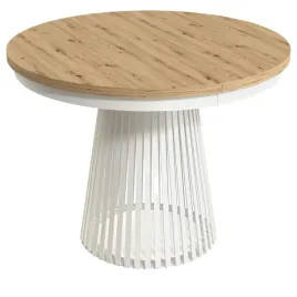 rozkladany-okragly-stol-lamella-100-180-dab-artisan-biale-nogi-loft