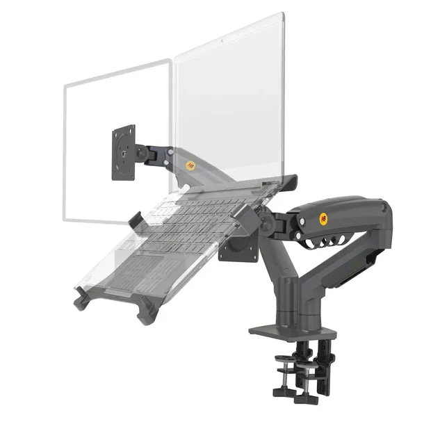 F160-FP Podwójny Ergonomiczny uchwyt biurkowy do laptopa i monitora Regulac