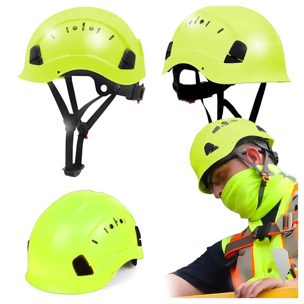 Kask Wspinaczkowy Hełm Ochronny Wentylowany Lekki Pasek Podbródkowy Hi-Vis