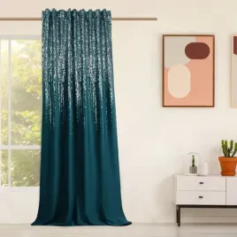 welurowa-zaslona-250x140cm-na-tasmie-ciemnozielona-srebrny-wzor-kropelki