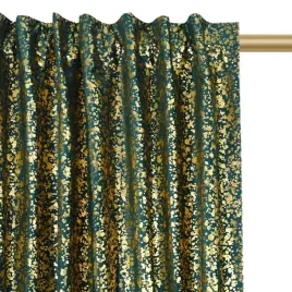 welurowa-zaslona-250x140cm-na-tasmie-wave-ciemnozielona-zloty-wzor-kropelki
