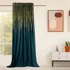 welurowa-zaslona-250x140cm-na-tasmie-wave-ciemnozielona-zloty-wzor-kropelki