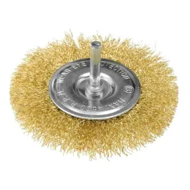 szczotka-druciana-tarczowa-100mm-drut-karbowany-mosiadzowany-trzpien-6-mm