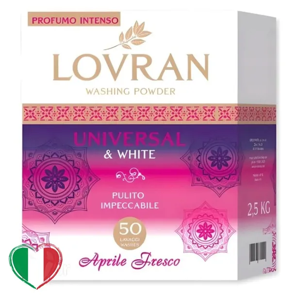 LOVRAN PROSZEK DO PRANIA UNIWERSAL&WHITE PERFUMOWANY APRILE&FRESCO 2,5KG