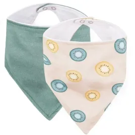 petiteandmars-sliniak-apaszka-bandana-2-szt-beige-kiwis-and-misty-green