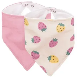 petiteandmars-sliniak-apaszka-bandana-2-szt-beige-strawberries-and-dusty-rose