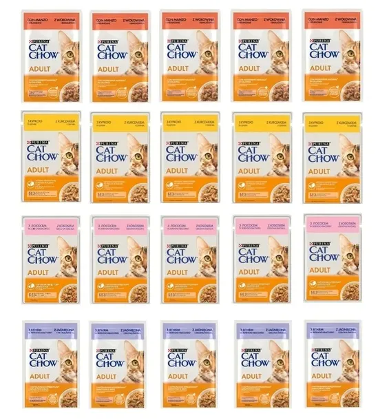 Karma mokra saszetki dla kota Purina CAT CHOW Adult MIX SMAKÓW 20X85g
