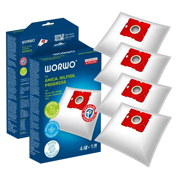 Worki Odkurzacza Do Amica / Nilfisk / Progress | Worwo MPMB02 4szt + Filtr