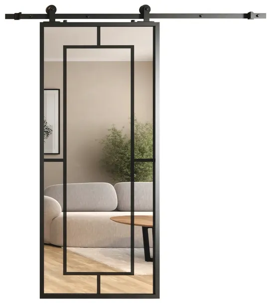 Drzwi Szklane Przesuwne 100cm System Loft Lustro 5C