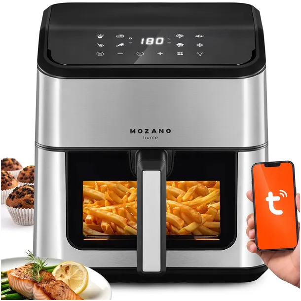 FRYTKOWNICA BEZTŁUSZCZOWA DUŻA 8L AIR FRYER FRYTOWNICA MOCNA 1800W WIFI