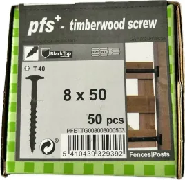 pfs-wkrety-do-drewna-talerzowe-czarne-8x50-plus-bit-50szt