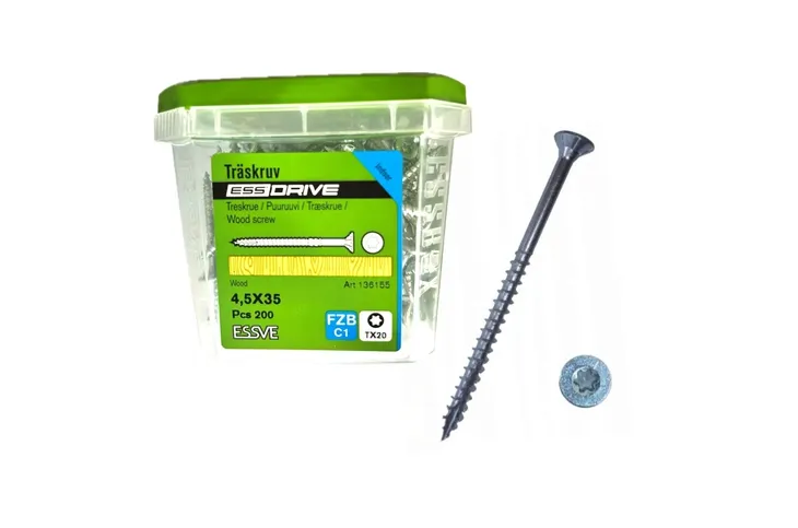 ESSVE wkręty do drewna 4,5x35mm TORX ESSDRIVE cynk biały