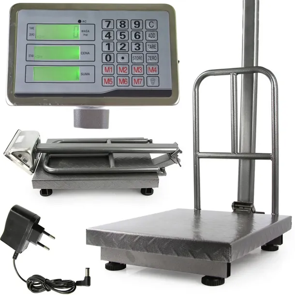 MAGAZYNOWA WAGA SKLEPOWA ELEKTRONICZNA 300KG PLATFORMA AKUMULATOR SKŁADANA