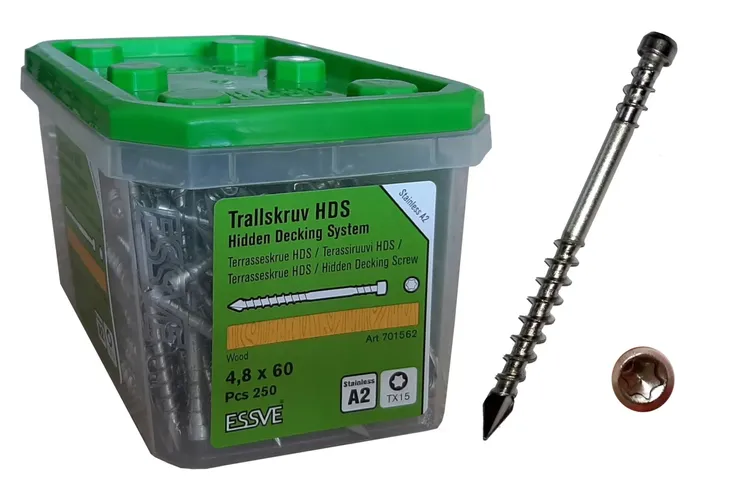 ESSVE wkręt tarasowy HDS A2 ukryty montaż 4.8x60