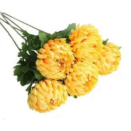 chryzantema-zolta-galazka-z-lodyga-i-lisciem-58cm