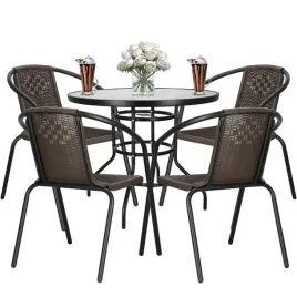 meble-ogrodowe-zestaw-kawowy-mebli-stol-4-krzesla-brazowe-na-taras-balkon