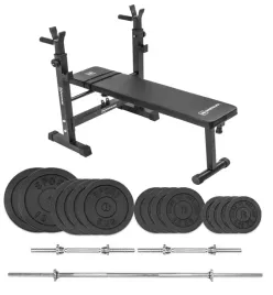zestaw-kulturystyczny-silownia-stojaki-lawka-gryfy-obciazenia-hantle-61kg