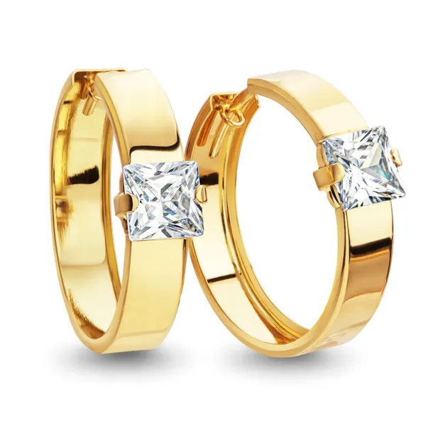 ZŁOTE KOLCZYKI KOŁA 585 23MM CYRKONIA 14K RYNNA