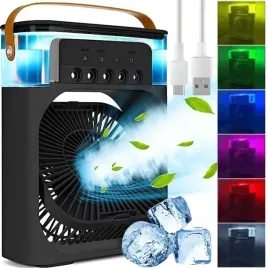 czarny-klimatyzator-nawilzacz-przenosny-wiatrak3w1-wentylator-usb-wode-led