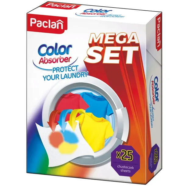 PACLAN Chusteczki do Prania Wylapujace Kolor COLOR ABSORBER 25 szt MEGA SET