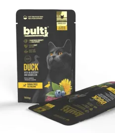 bulti-100g-dla-kota-kaczka-z-borowka-i-mniszkiem-lekarskim-saszetka-bezzboz