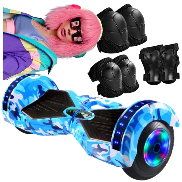 DESKOROLKA ELEKTRYCZNA HOVERBOARD 8 CALI LED BLUETOOTH CAMO Z OCHRANIACZAMI