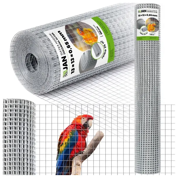 Siatka Na Woliery Zgrzewana 13x13x0,65 Klatki Hodowla przeciw Gryzoniom 25m