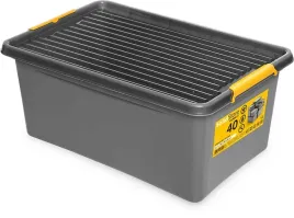 organizer-pudelko-pojemnik-plastikowy-szary-40l-kolka-z-zoltymi-uchwytami