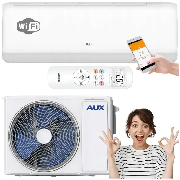 Klimatyzator ścienny AUX Q-Smart Plus 3,5kW FUNKCJA GRZANIA Wifi DO DOMU