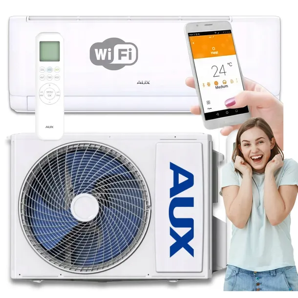 Klimatyzator Ścienny AUX Q-Smart ECO 3,5kW WIFI GRZANIE KLIMATYZACJA SPLIT