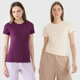 2-pak-t-shirt-damski-4f-koszulka-sportowa-slim-fit-zestaw-bawelna-modna-xl