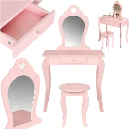 toaletka-dla-dziewczynki-z-lustrem-drewniana-taboret-w-zestawie