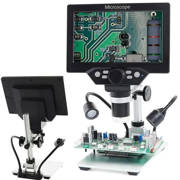 MIKROSKOP CYFROWY USB DO NAUKI EKRAN LCD HD 1080P 12MP 8xLED ZOOM 1200x