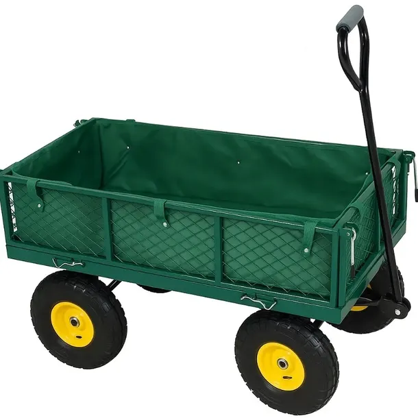 DUŻY WÓZEK OGRODOWY TRANSPORTOWY ROZKŁADANY PRZYCZEPKA 100L 200KG PREMIUM