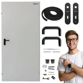 Zdjęcie produktu Drzwi Techniczne Szare Hormann Ocieplone ZK ISO 70cm Stalowe