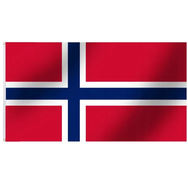 Flaga Norwegii 90X150cm MIL-TEC FLAG NORWAY 2 METALOWE OCZKA DO ZAWIESZENIA