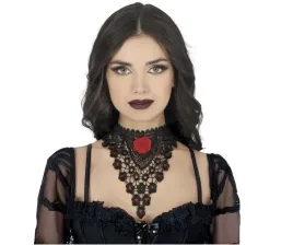 naszyjnik-choker-hafttowany-haft-z-roza-i-kamyczkami-gotycki-halloween