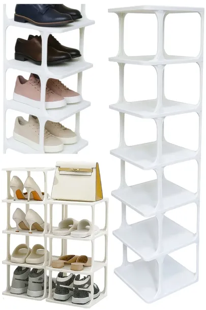 Stojak na buty 7-poziomowy biały 104 cm regał organizer półka biały
