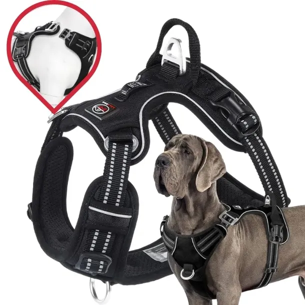 Szelki dla psa MONTANA typu guard MOCNE solidne PREMIUM Lalazoo czarne XL