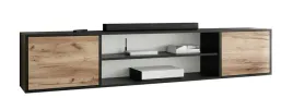 szafka-rtv-coso-4-czarny-dab-craft-zloty-z-polka-pod-telewizor-otwarta