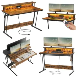 biurko-elektryczne-gamingowe-led-stacja-ladujaca-stojak-polka-na-monitor