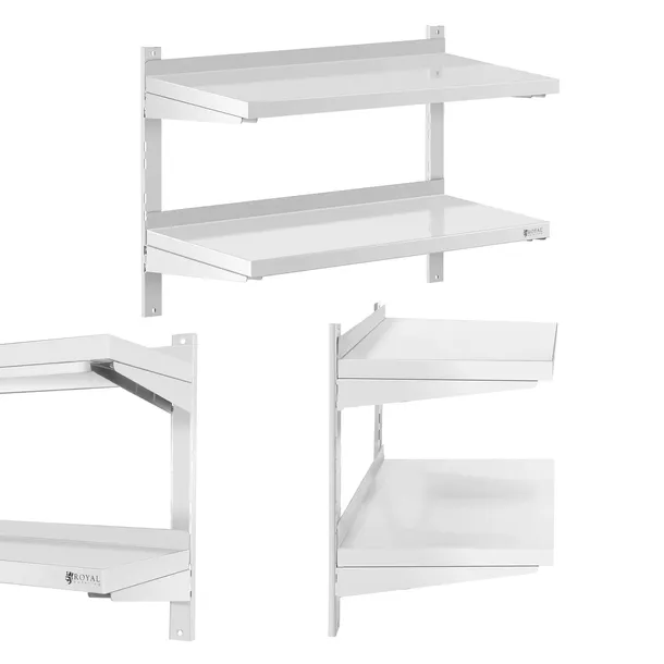 PÓŁKA WISZĄCA Royal Catering RCWR-800.4 nierdzewna 2 blaty 80x40 cm