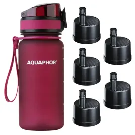 butelka-filtrujaca-wode-aquaphor-city-350ml-bordowa-5-filtrow-weglowych