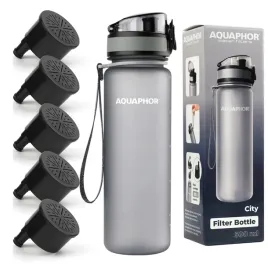 aquaphor-city-butelka-filtrujaca-na-wode-pitna-05l-szara-zestaw-5-filtrow